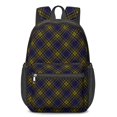thumbnail image 1 of Blue and Yellow Checkered Pattern 17" School Backpacks for Teens,Waterproof Oxford Fabric,S-Shape Padded Straps for School,Travel,Hiking,Camping, 1 of 6