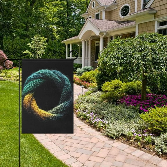 Blue and Yellow Circle Garden Flag 12x18 inch Double Sided Outside Yard Decorations for Home Outdoor