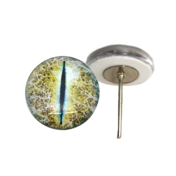 Blue and Yellow Crackling Dragon Glass Eyes on Wire Pin Posts