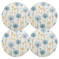 Blue and Yellow Dandelion Round Placemats Set of 4 PVC Table Place Mats