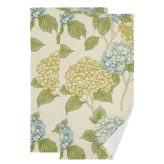 Blue and Yellow Hydrangeas Hand Towel Absorbent Bath Towels for Bathroom Sports Gym(28.3" X 14.4") Set of 2