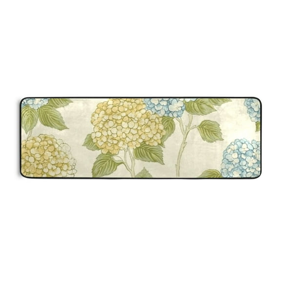 Blue and Yellow Hydrangeas Runner Rug for Hallways Kitchen Non Slip 2'x 6' Washable Hall Carpet for Bedroom Entryway Laundry Room