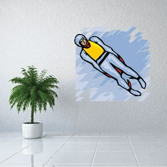 Blue and Yellow Lugeing Printed Die Cut Decal - 36 Inches