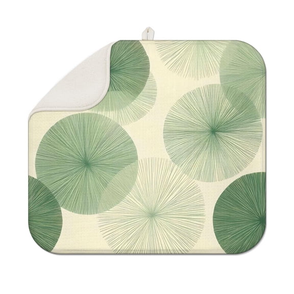Green Tie Dye Overlay Pattern Dish Drying Mat for Kitchen 1 Pack, Ultra Absorbent Microfiber Dishes Drainer Mats,16"x18"