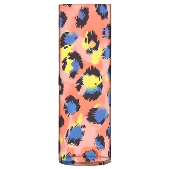 Blue and Yellow Watercolor Leopard Print Pattern Vase Flower Vase Clear Unbreakable Plastic Tall Decorative 11.8in