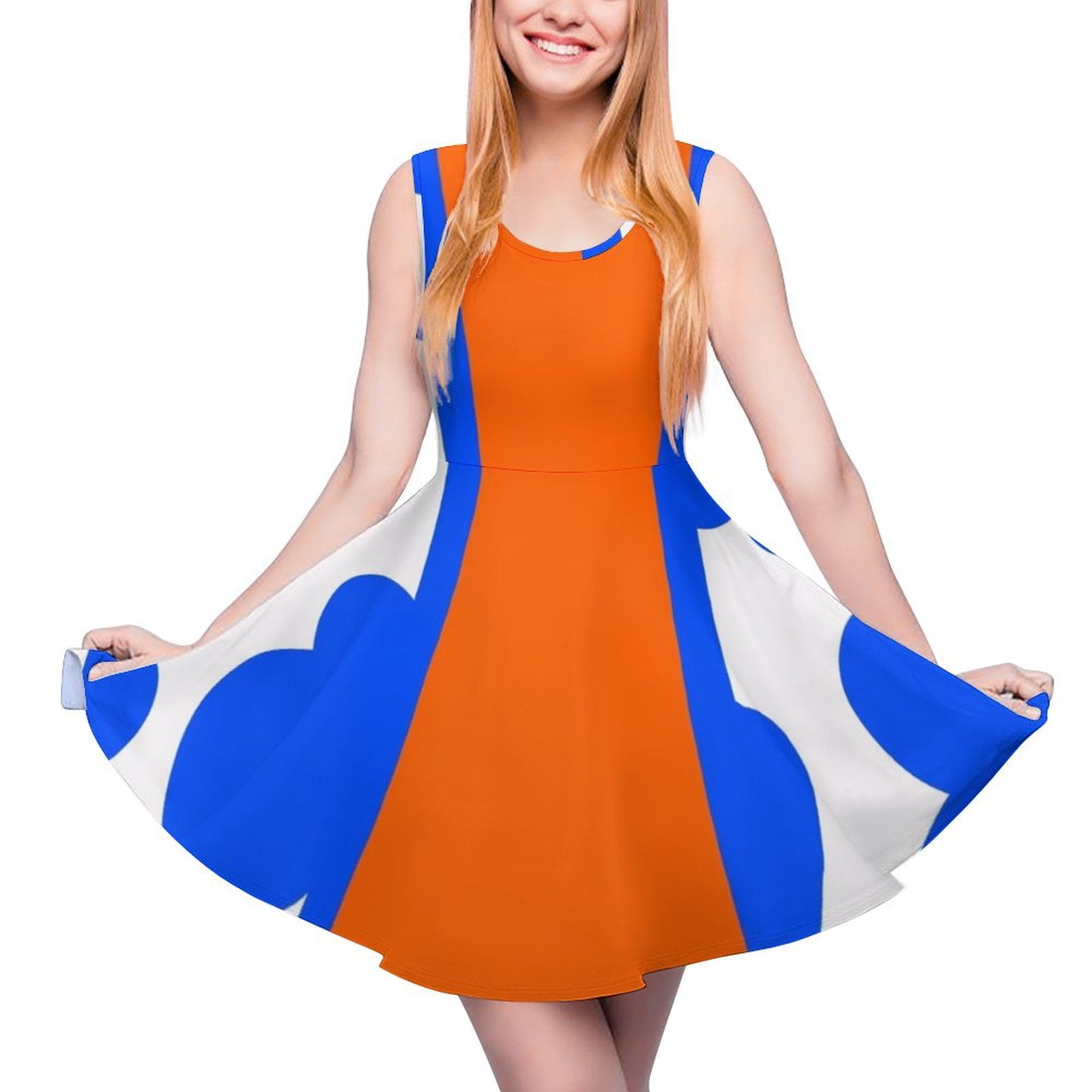 Blue and orange Sleeveless Dress ladies dresses for special occasions Women"s summer skirt