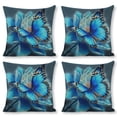 thumbnail image 1 of Blue butterfly blue flower Flowers Linen toss pillowcase Decoration pillowcase Gift preferred 18x18" Cushion cover 4 set Sofa pillowcase Sofa bedroom living room car, 1 of 8