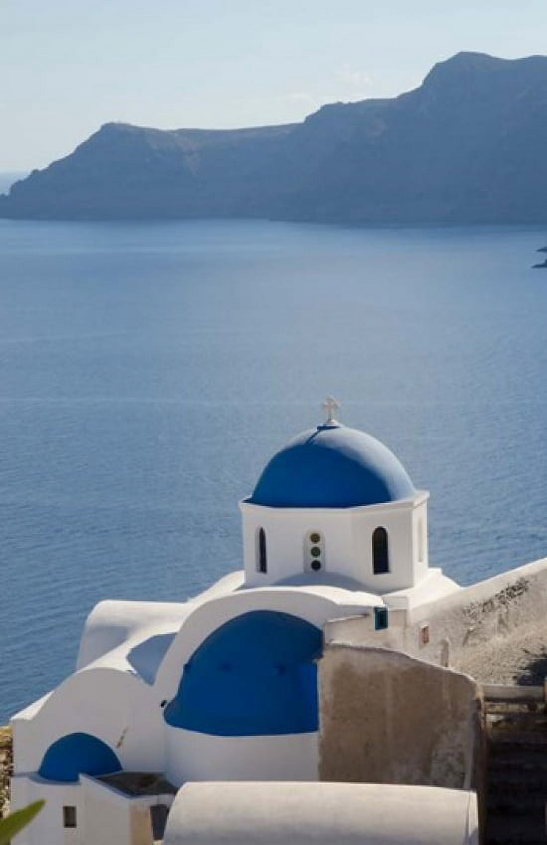 Blue church dome Oia Santorini Greece Canvas Art - Bill Bachmann DanitaDelimont (22 x 34)