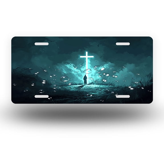 Blue cross Front License Plate, Metal License Plate, Funny Standard Plates Personalized Novelty Decorative For Men/Women/Boys/Girls Car 6×12 Inch