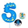 thumbnail image 1 of Blue dinosaur number 5 candle, 5 birthday candle, blue birthday number candle suitable for dinosaur theme, anniversary and birthday celebration number candle cake decoration supplies., 1 of 6