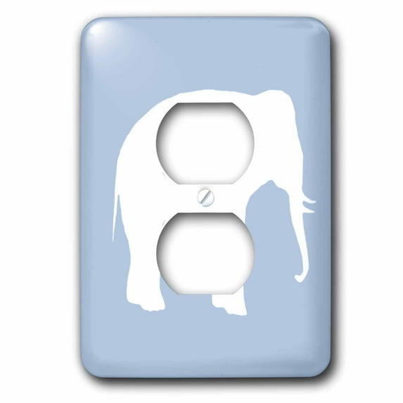 3dRose, Blue elephant silhouette. White wildlife. Modern pastel wild animal., 2 plug outlet cover