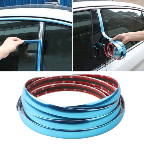 Blue film car window chrome glitter front and rear bumper anti-collision strip body frame body modified medium mesh trim strip