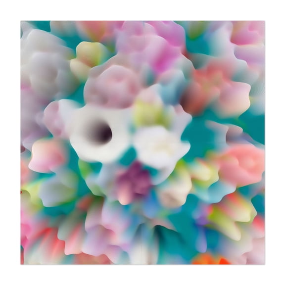 Blue garden - Digital Art Abstract Surrealism Pastel Modern Art Floral Psychedelic Geometric Unframed Wall Art Print 6 x 6 inches