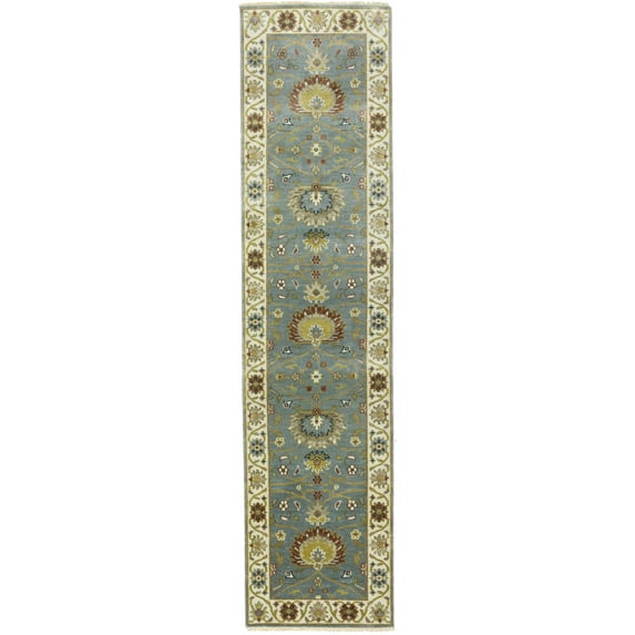 Blue-gray Floral Osh Chobi 2'5X10 Peshawar Oriental Runner Rug