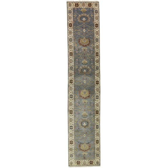 Blue-gray Floral Osh Chobi 2'5X12 Peshawar Oriental Runner Rug
