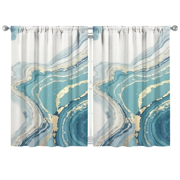 Blue-green Marble Pattern Curtains-blackout Curtains Bedroom Decor Living Room Darkening Grommet Window Drapes 2 Panels Set 41"x63"