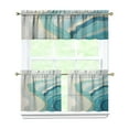 thumbnail image 1 of Blue-green Marble Pattern Kitchen Curtains and Valances Set-3 Piece Kitchen Curtains Sets with Valance for Windows Rod Pocket Machine Washable Kitchen Decor(54"x18"+2x27.5"x24"), 1 of 6