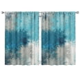 thumbnail image 1 of Blue-green Matte Color Blocks Curtains-blackout Curtains Bedroom Decor Living Room Darkening Grommet Window Drapes 2 Panels Set 41"x63", 1 of 2