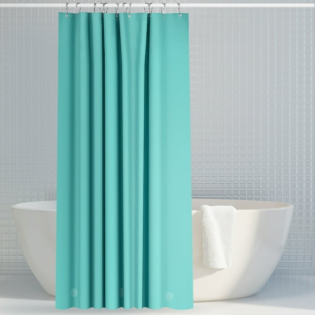 Bluegreen Shower Curtain Liner with 12 Metal Hooks Light Weight PEVA