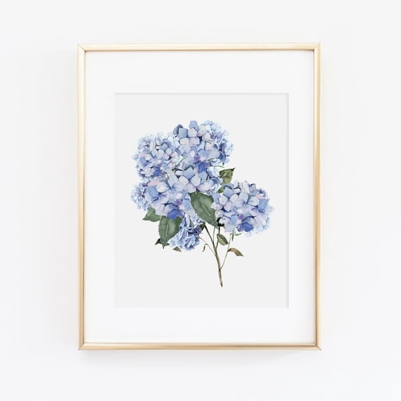 Blue hydrangea poster | Hydrangea art | Hydrangea flower print | Farmhouse style home decor with hydrangeas 8x12 UNFRAMED