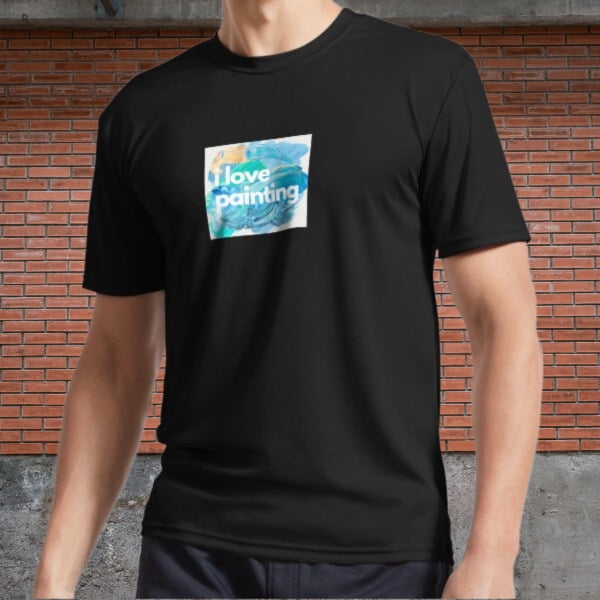 Blue i love painting Active TShirt Logo Men's Black TShirt Funny Size