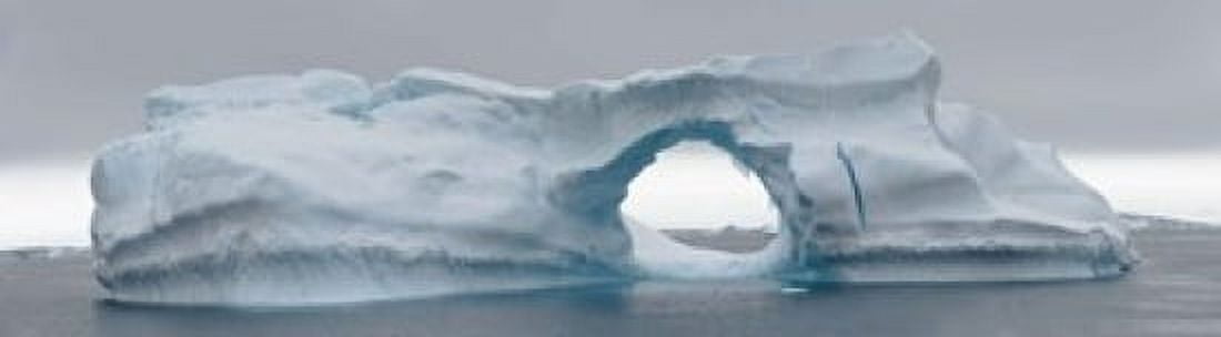 Blue iceberg with hole Antarctica Canvas Art - Panoramic Images (21 x 6)