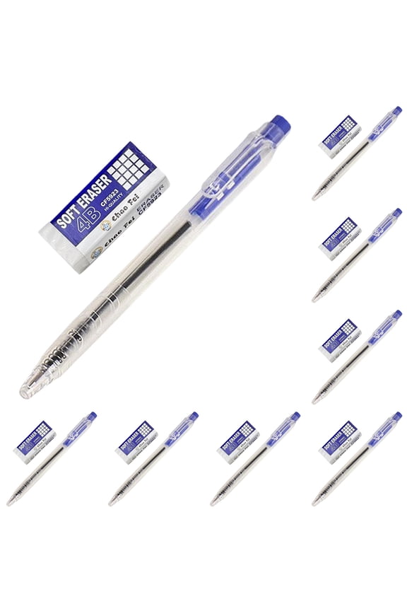 Blue inks Ballpoint Pen And Eraser Combination Stationery Set Suitaale For Use By Students Teachers And Adults In Learning And Work Suitable For Writing And Erasing On Oily 5ml