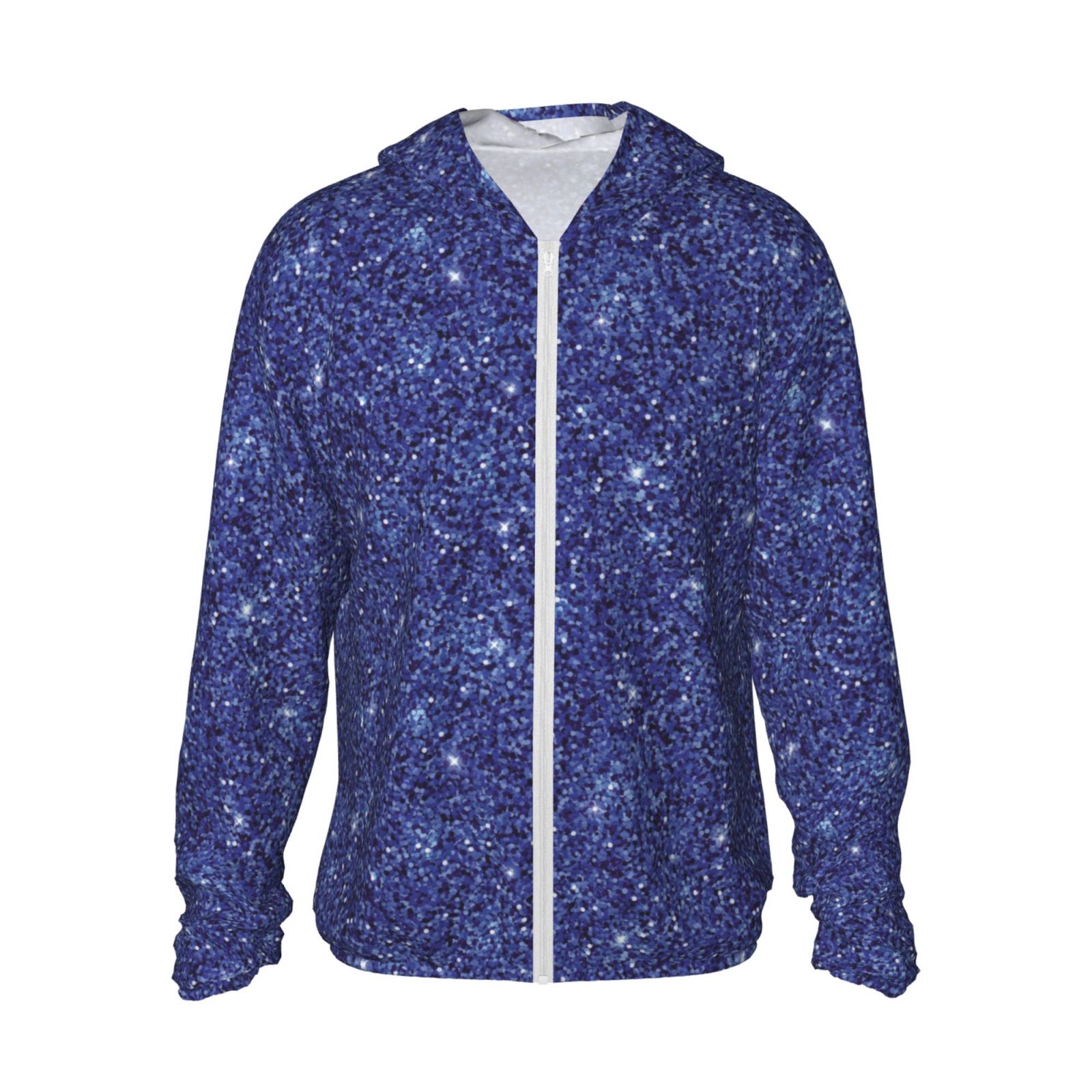 Blue lightning Glitter B Sun Protection Zip Up Hoodie Jacket