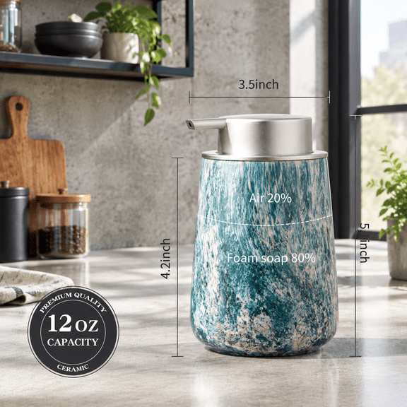 Blue-liquid Ceramic Soap & Lotion Dispenser for Bathroom and Kitchen Use