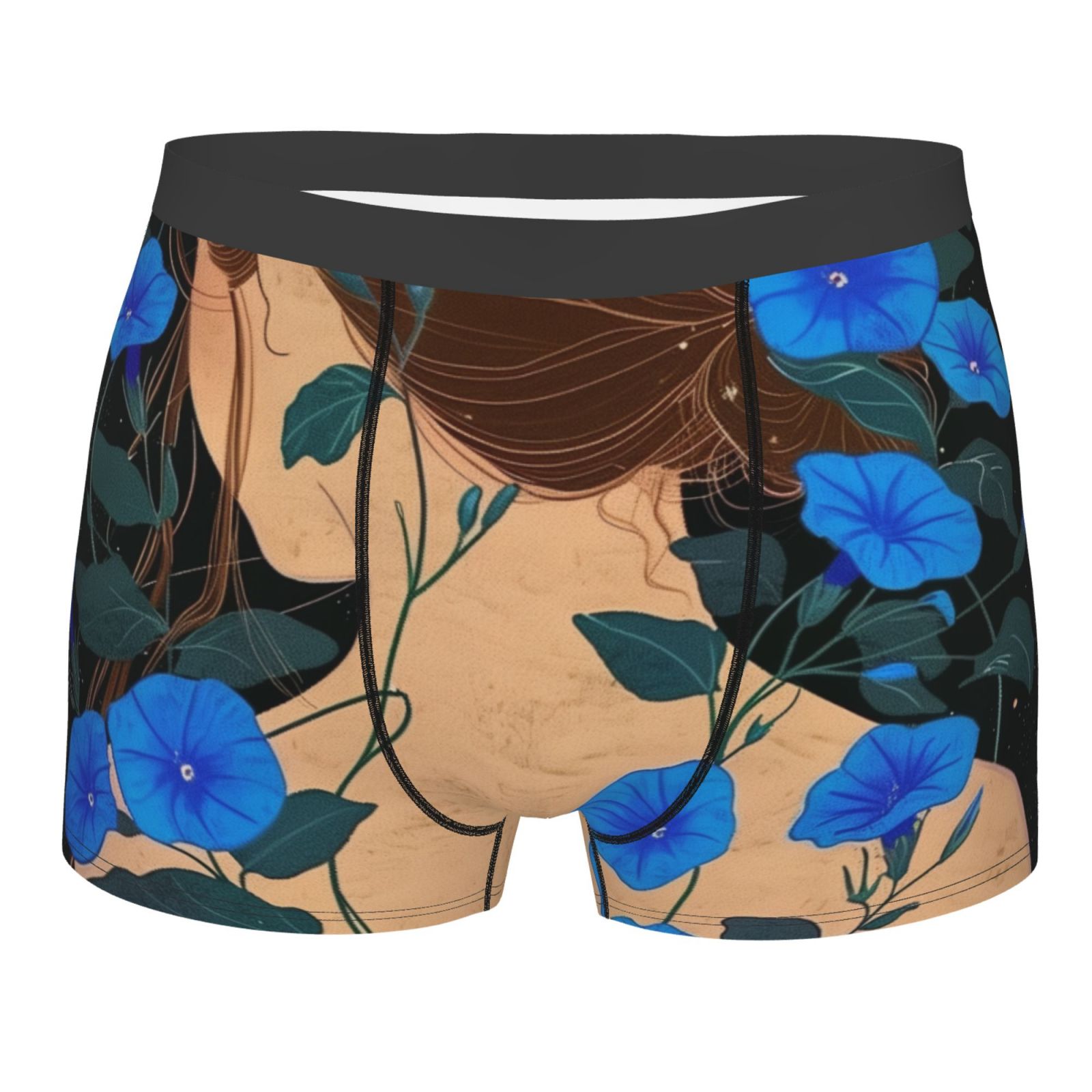 Blue morning woman in surreal night Men's Novelty Briefs Funny Shorts
