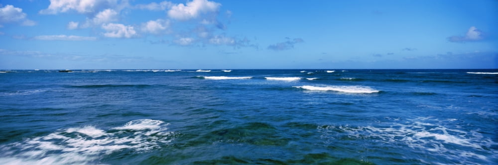 Blue ocean Oahu Hawaii USA Canvas Art - Panoramic Images (36 x 12)