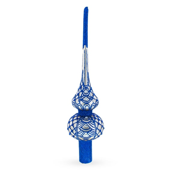 Blue on Silver Glass Tree Topper