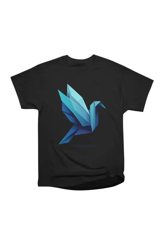 Blue origami bird T-Shirt Tee Gift For Him Merch For Her Apparel For Friend