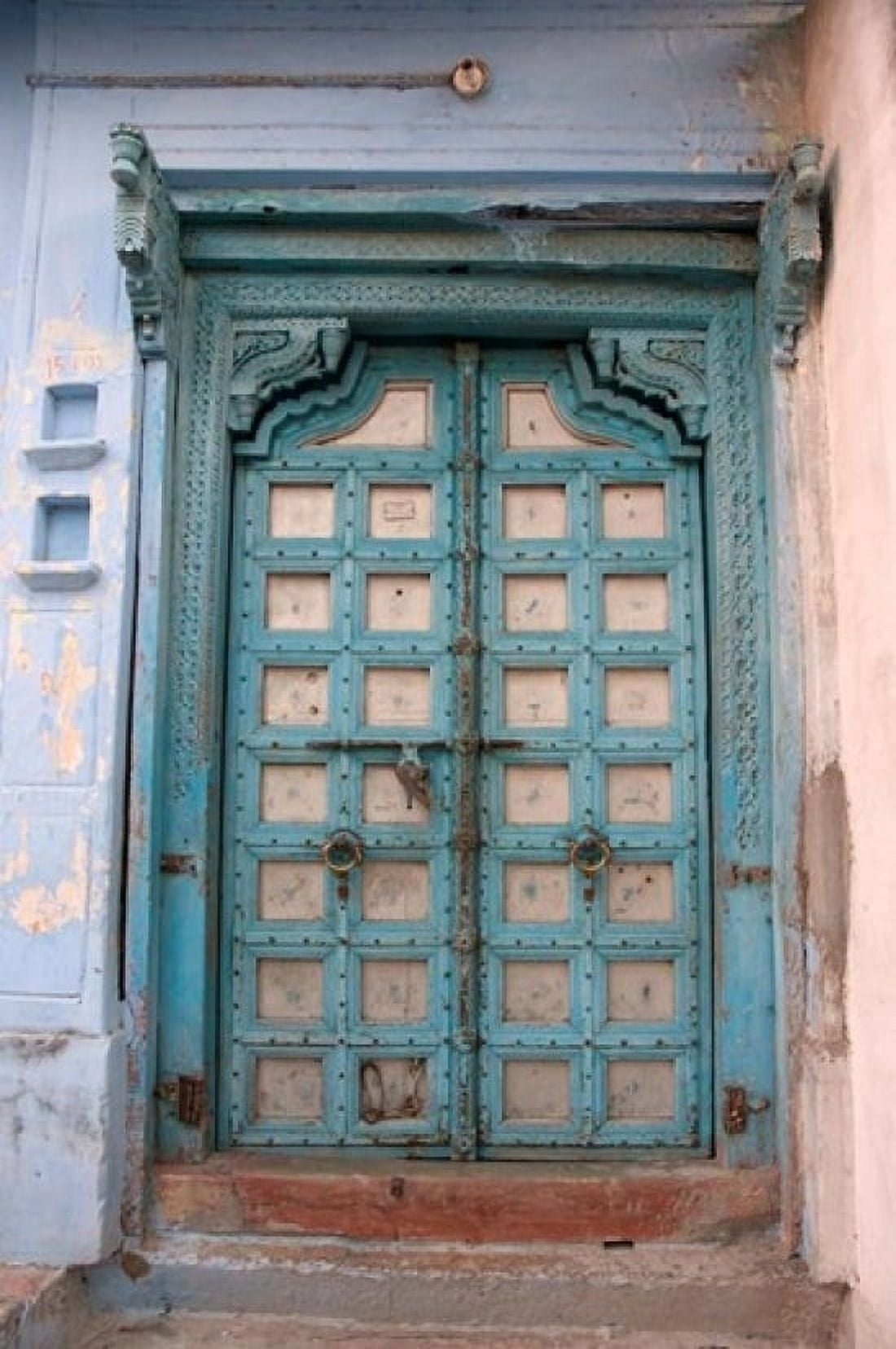 Blue-painted door Jojawar Rajasthan India Canvas Art - Inger Hogstrom DanitaDelimont (24 x 36)