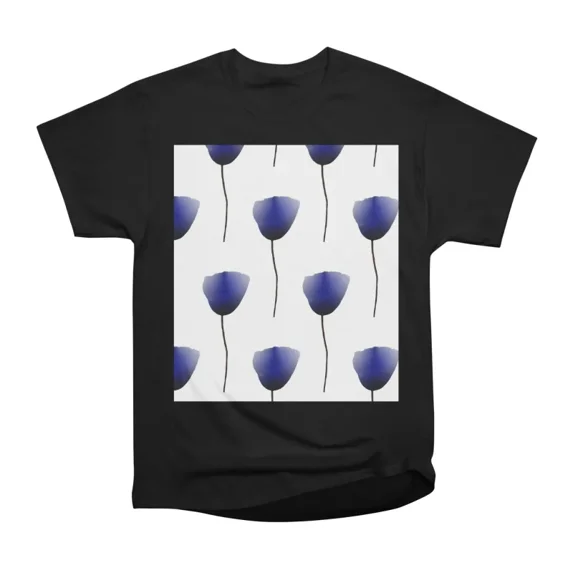 Blue poppy flower pattern on white background T-Shirt Tee Gift For Him ...