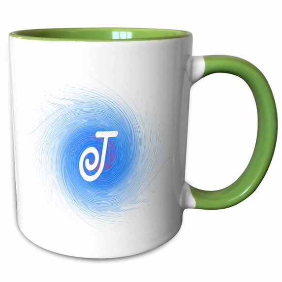 Blue, red spiral clouds of a hurricane storm. Gorgeous letter T 11oz Two-Tone Green Mug mug-298191-7
