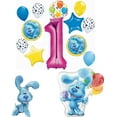 thumbnail image 1 of Blue's Clues 1st Birthday Party Supplies Blue the Dog Table Topper Balloon Bouquet Decorations Pink Number 1, 1 of 8