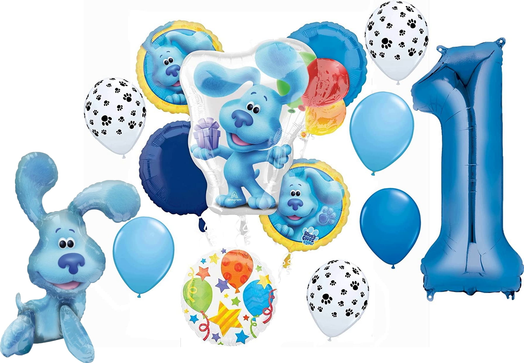 Blue's Clues 1st Birthday Party Supplies Blue the Dog Table Topper Balloon Bouquet Decorations