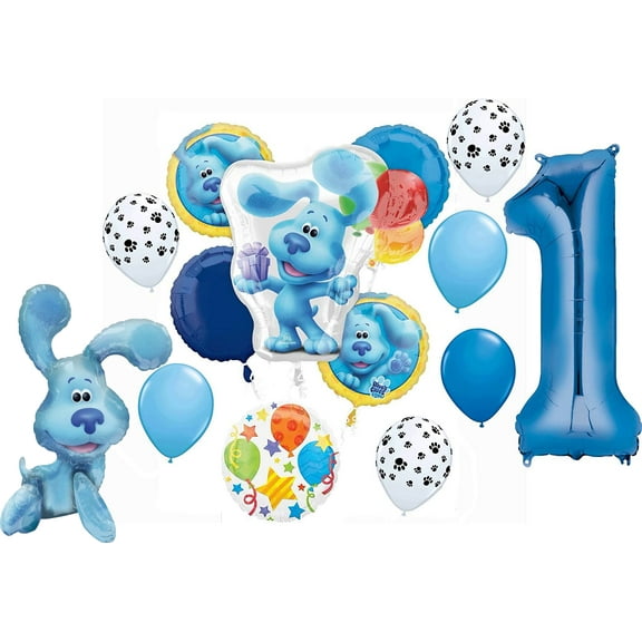 Blue's Clues 1st Birthday Party Supplies Blue the Dog Table Topper Balloon Bouquet Decorations