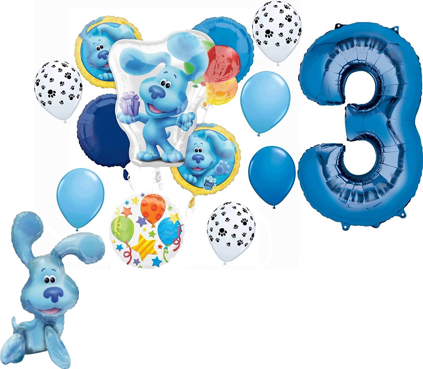 Blue's Clues 3rd Birthday Party Supplies Blue the Dog Table Topper Balloon Bouquet Decorations