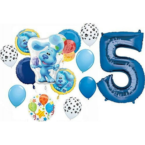 Blue's Clues 5th Birthday Party Supplies Blue the Dog Balloon Bouquet Decorations