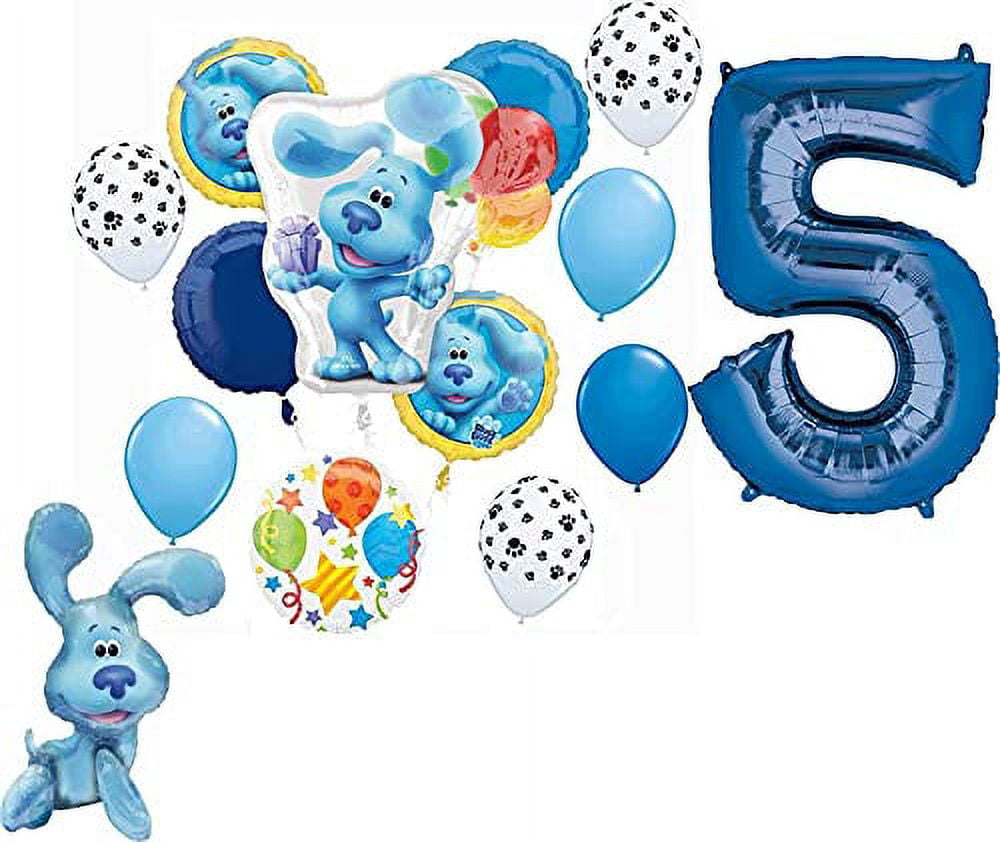 Blue's Clues 5th Birthday Party Supplies Blue the Dog Table Topper Balloon Bouquet Decorations
