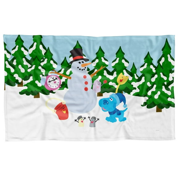 Blue's Clues Blanket, 36'x58' Blue Snowman Winter Landscape Fleece Blanket