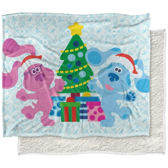 Blue's Clues Blanket, 50'x60' Blue Magenta Christmas Silky Touch Sherpa Back Super Soft Throw Blanket