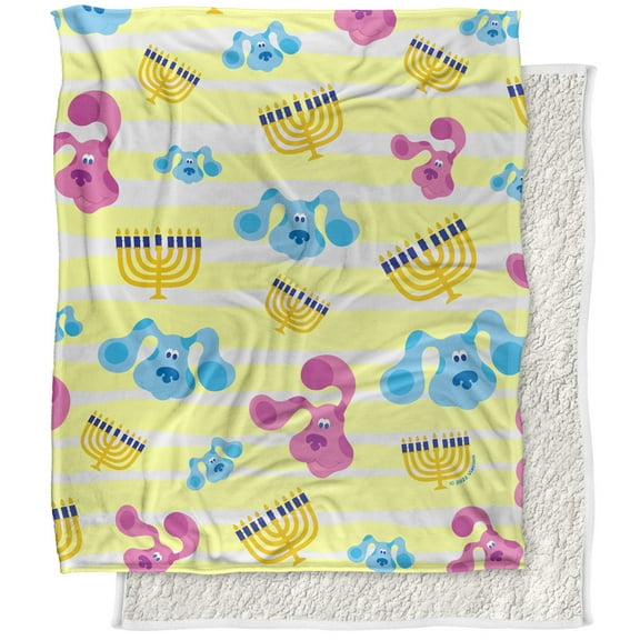 Blue's Clues Blanket, 50'x60' Blues Hanukka Pattern Silky Touch Sherpa Back Super Soft Throw Blanket