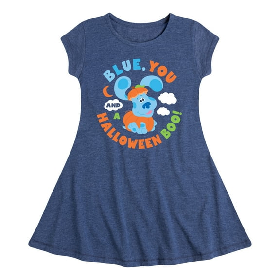 Blue's Clues - Blue You And Halloween Boo - Toddler And Youth Girls Fit And Flare Dress