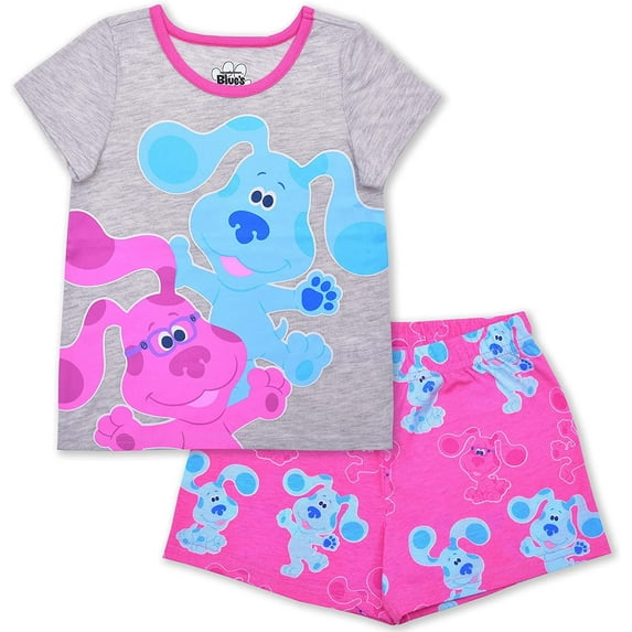 Blue's Clues Blue and Magenta Girls 2 Piece Short Set (Loungewear Style), Toddler