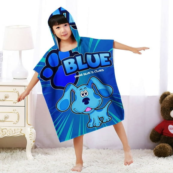 Blue's Clues Boys and Girls Hooded Poncho Towels, Soft & Absorbent Microfiber Beach Towel, Swimming Pool Changing Robe Bathrobe Bath Towel