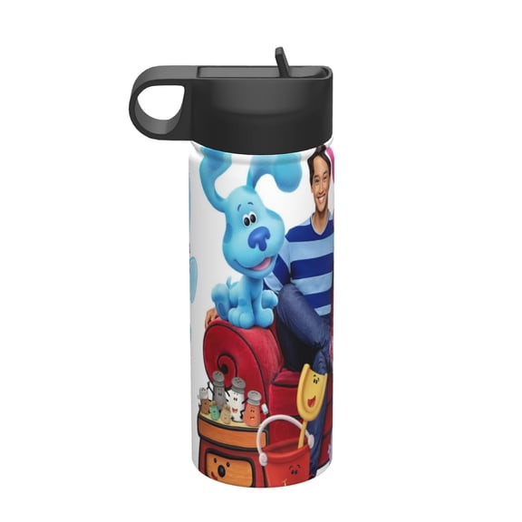 Blue's Clues Kids Insulated Water Bottle With Straw - 18 Oz Stainless Steel Double Wall Vacuum Cup, Leakproof, Bpa Free, Suitable For Boys And Girls