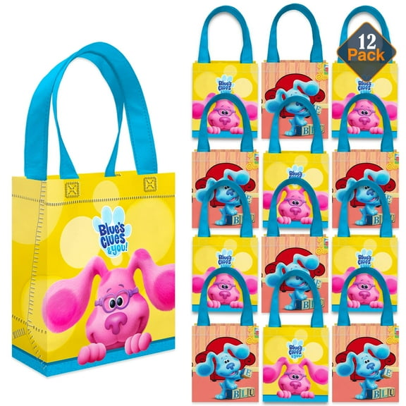 Blue's Clues Party Favor Bags Set  12 Pack 8" Goodie Bags for Kids Bulk Reusable Mini Totes | Blue's Clues Birthday Party Supplies